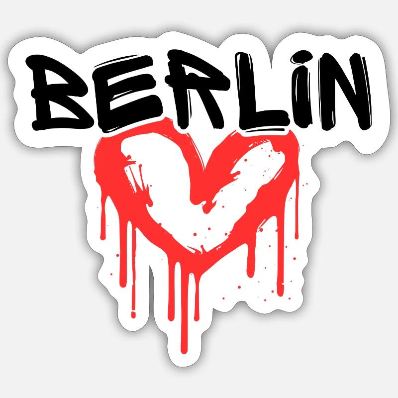 Berlin Graffiti Coeur - Sticker taille S (10 x 10 cm) - blanc mat