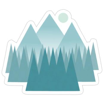 Astral mountain landscape in blue tones - Sticker size S (10 x 10 cm) - white matte - Front