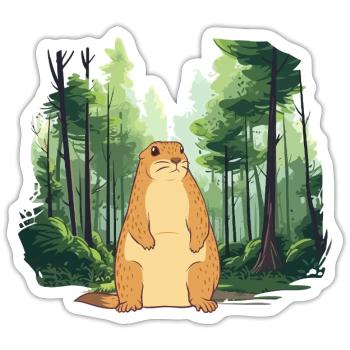 Starke Murmeltier-Naturlandschaft - Sticker Größe S (10 x 10 cm) - Mattweiß - Vorne