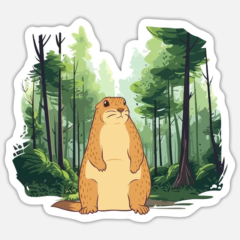 Starke Murmeltier-Naturlandschaft - Sticker Größe S (10 x 10 cm) - Mattweiß