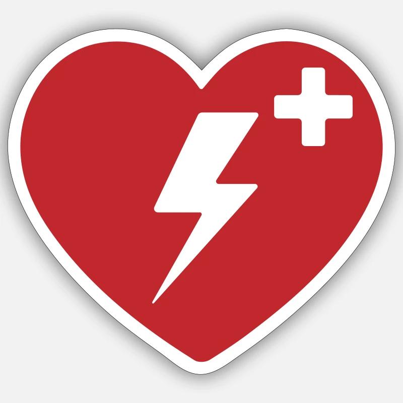 AED Notfall-Defibrillator Erste Hilfe - Sticker Größe S (10 x 10 cm) - Mattweiß