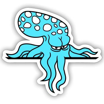 Oktopus hinter Mauer Zaun Schild Tasche guckt böse - Sticker Größe S (10 x 10 cm) - Mattweiß - Vorne