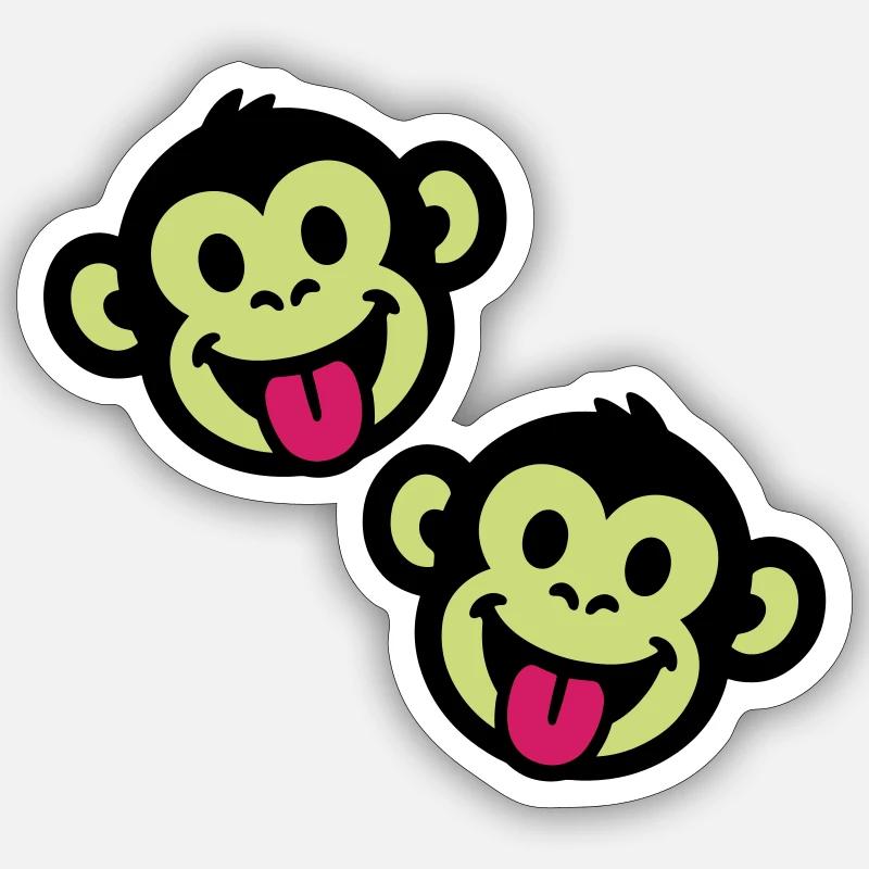 Affen Lustig - Sticker Größe S (10 x 10 cm) - Mattweiß