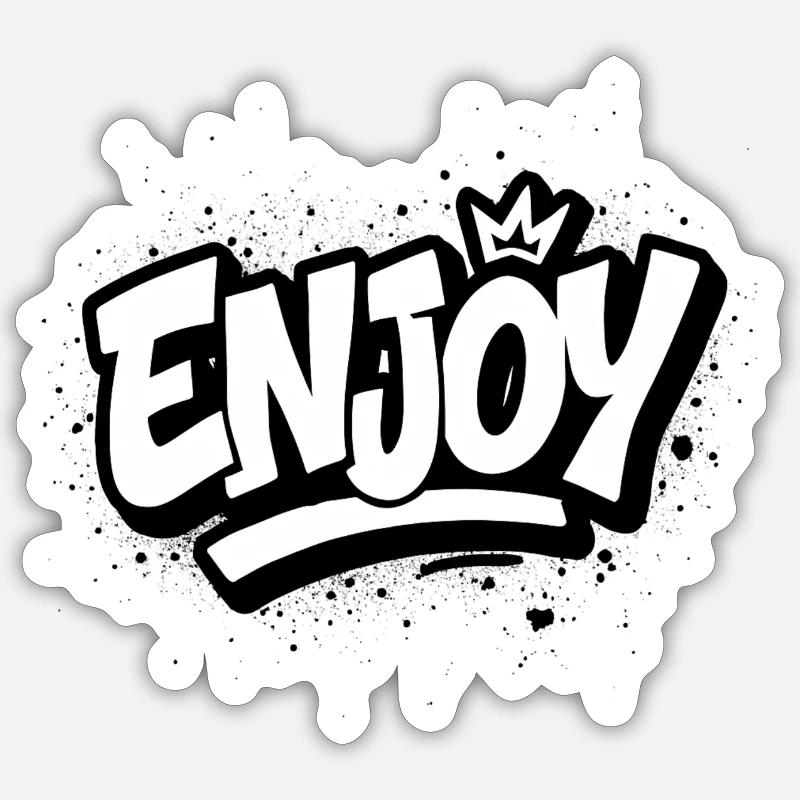 graffiti enjoy - Sticker taille S (10 x 10 cm) - blanc mat