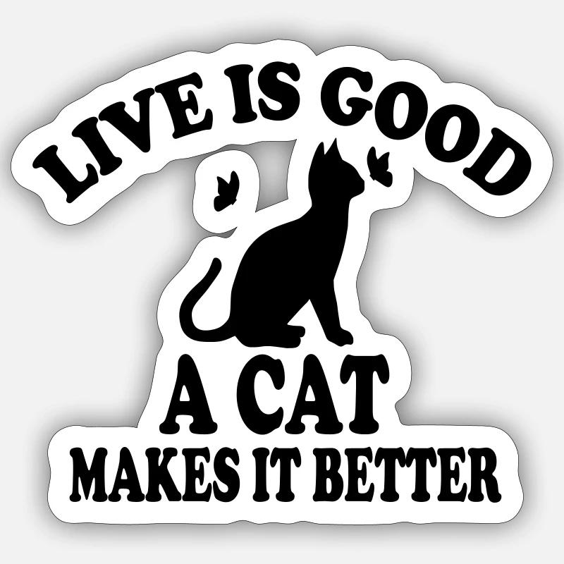 La vie de chat est belle - Sticker taille S (10 x 10 cm) - blanc mat