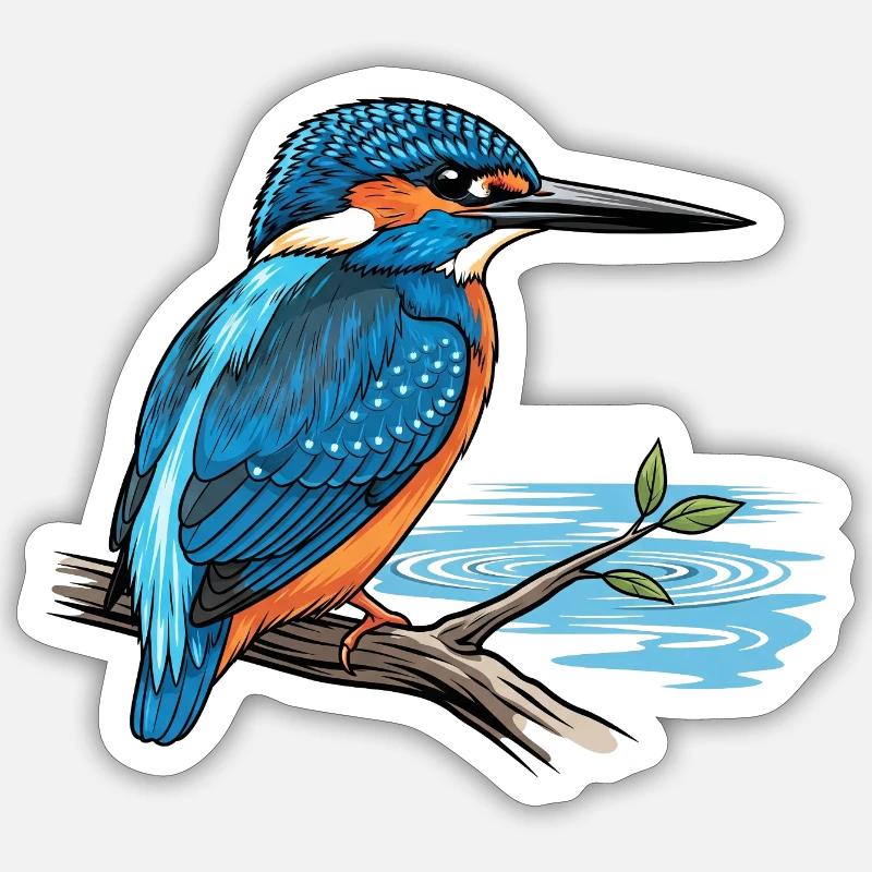 Eisvogel Alcedo Atthis - Sticker Größe S (10 x 10 cm) - Mattweiß