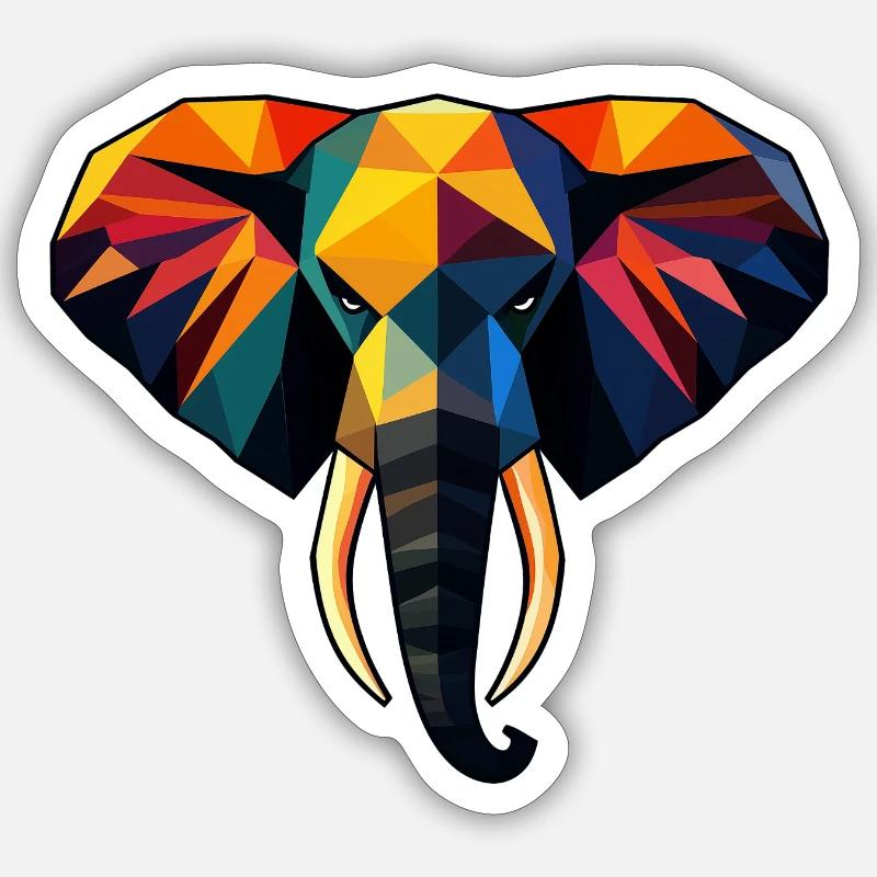 Elefant Low Poly Design - Sticker Größe S (10 x 10 cm) - Mattweiß