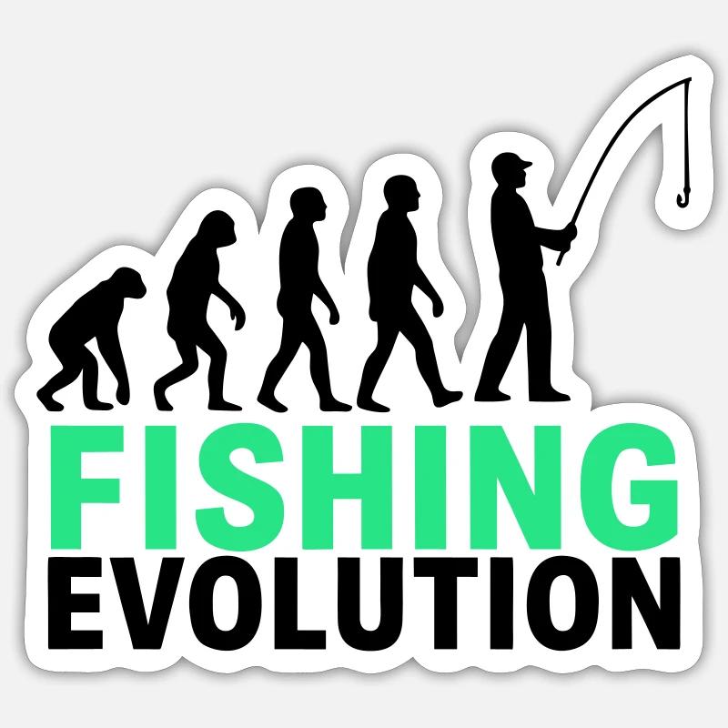 Évolution de la pêche Pêcheur Nature Sticker taille S (10 x 10 cm)