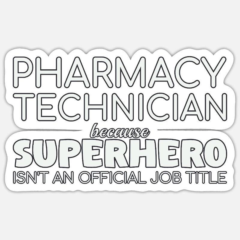 Technicien en pharmacie Super-héros - Sticker taille S (10 x 10 cm) - blanc mat