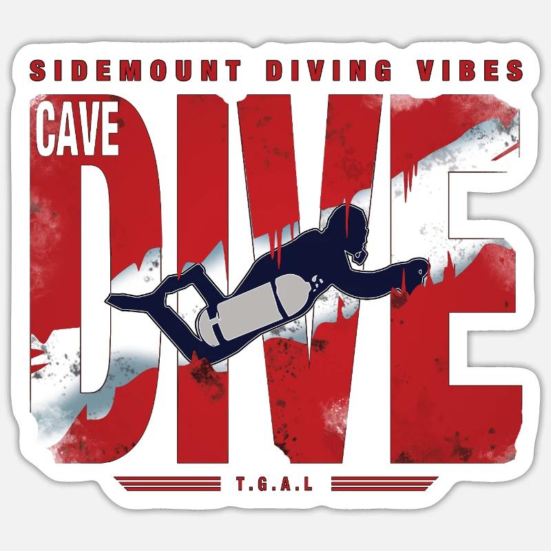 Plongée Cave Diver Graphique - Sticker taille S (10 x 10 cm) - blanc mat