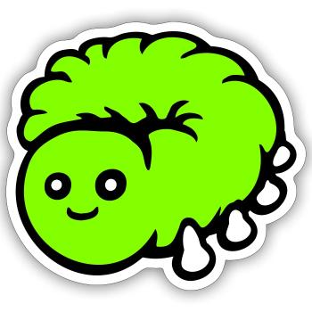 Chenille mignonne petite larve amicale ver heureux - Sticker taille S (10 x 10 cm) - blanc mat - Devant
