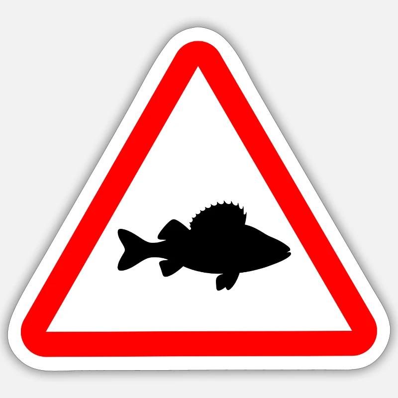 Attention perche Perca fluviatilis Pêche Sticker taille S (10 x 10 cm)