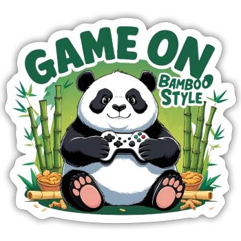 Panda Game Friend Bamboo Style - Sticker size S (10 x 10 cm) - white matte - Front