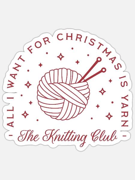 Strickgarn Liebhaber lustig strick Club gemütlich Weihnachten - Sticker Größe S (10 x 10 cm) - Mattweiß