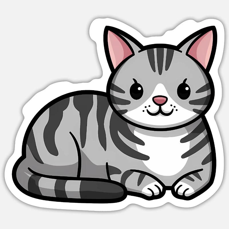 Grau getigerte Katze Sticker Größe S (10 x 10 cm)