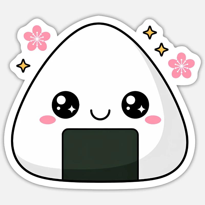 Kawaii Onigiri Ris Sød Madelsker - Sticker størrelse S (10 x 10 cm) - mat hvid