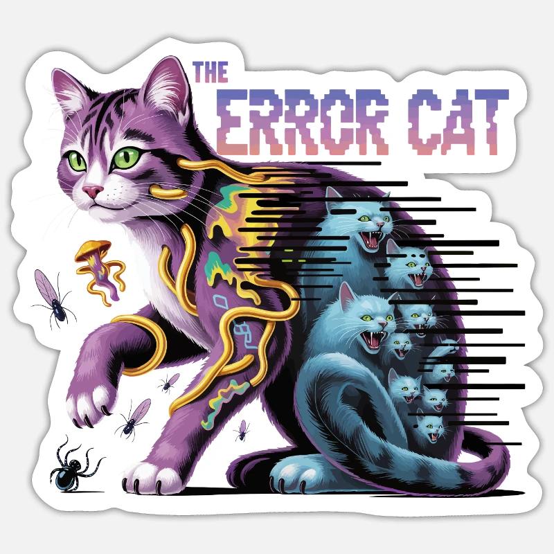 Die irrende Katze Digitale Kunst - Sticker Größe S (10 x 10 cm) - Mattweiß