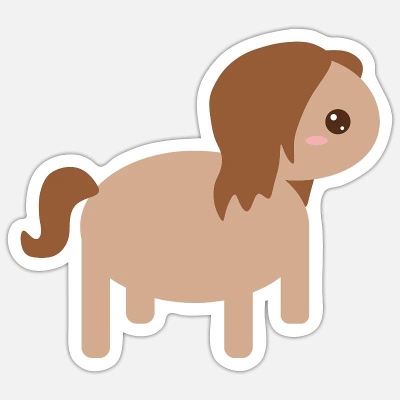 Einzigartige Pferdecharakter-Illustration - Sticker Größe S (10 x 10 cm) - Mattweiß