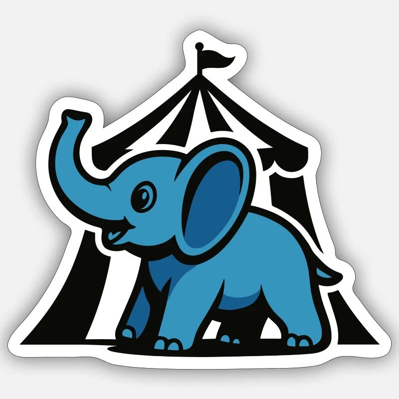 Blauer Circuselefant - Sticker Größe S (10 x 10 cm) - Mattweiß