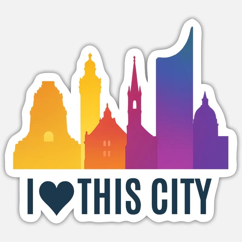 Herzstadt Skyline Gradient - Sticker size S (10 x 10 cm) - white matte