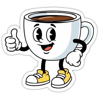 Cartoon Kaffeetasse Lustiger Kaffee Comic - Sticker Größe S (10 x 10 cm) - Mattweiß - Vorne