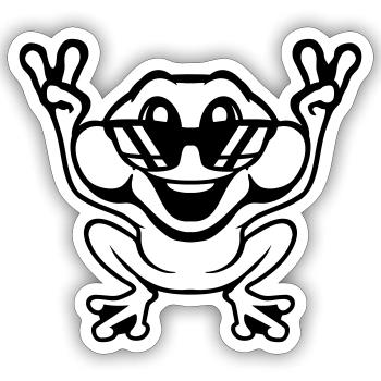 Frosch Kröte cool Sonnenbrille Victory Peace Hände - Sticker Größe S (10 x 10 cm) - Mattweiß - Vorne