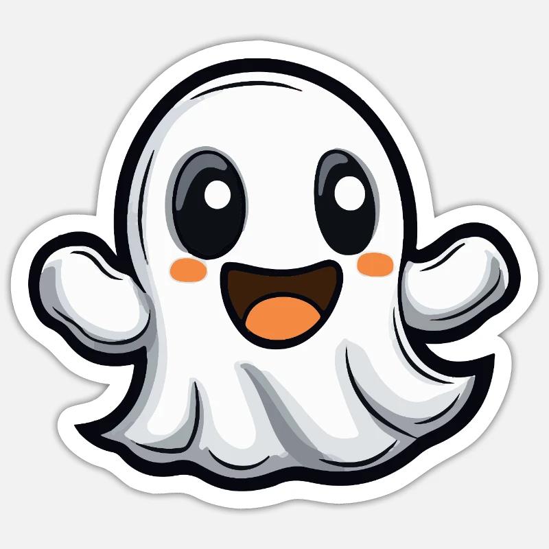 Ghost Halloween Cute Comic - Sticker size S (10 x 10 cm) - white matte