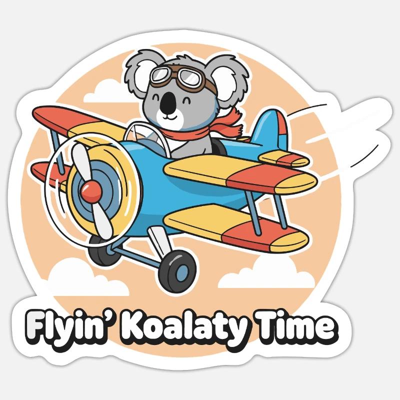 Aventure de vol de koala - Sticker taille S (10 x 10 cm) - blanc mat