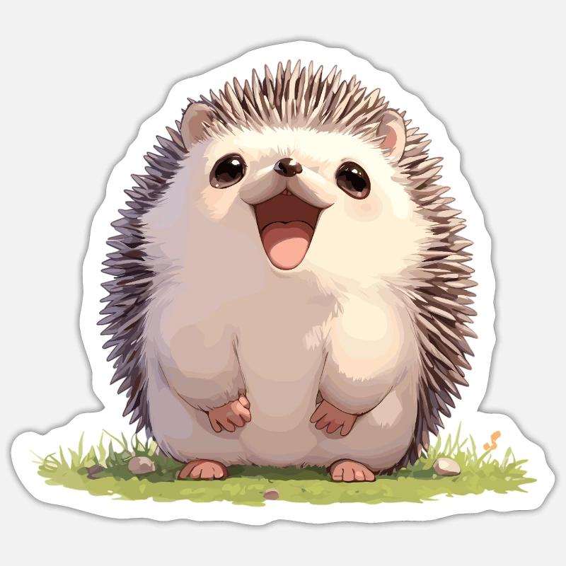 Hérisson - Sticker taille S (10 x 10 cm) - blanc mat
