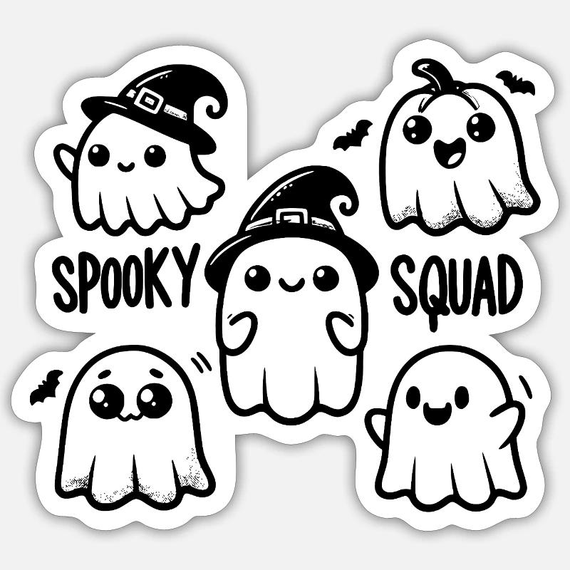 Escouade effrayante - Sticker taille S (10 x 10 cm) - blanc mat