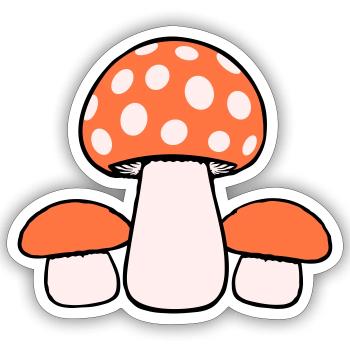 3 Pilze Drei Gruppe Gepunktet Familie Fungi Natur - Sticker Größe S (10 x 10 cm) - Mattweiß - Vorne