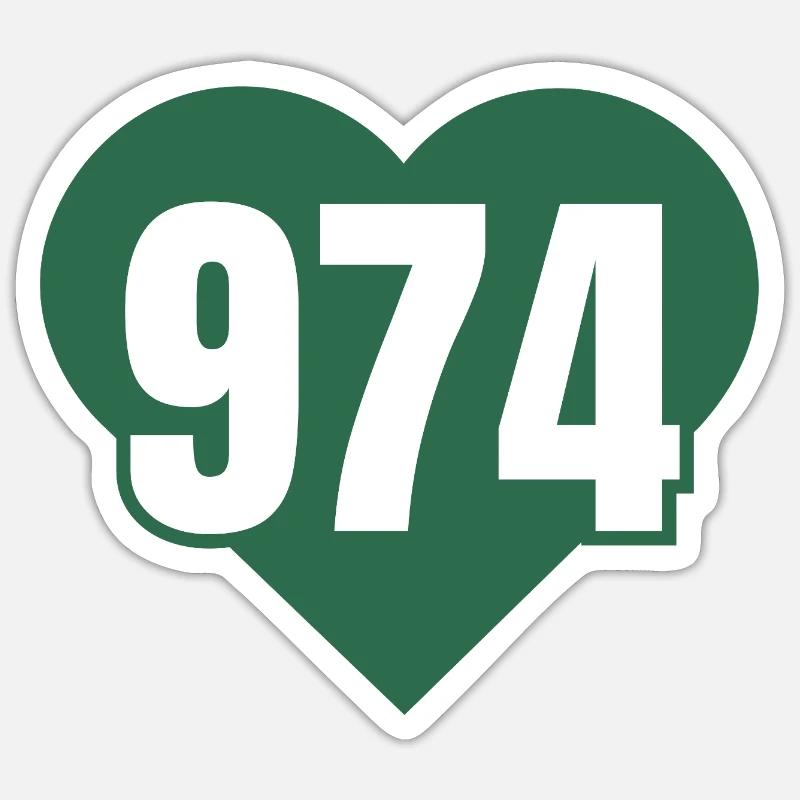 Heart 974 Code Green - Sticker size S (10 x 10 cm) - white matte