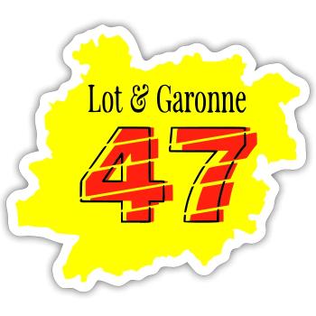 Carte Lot et Garonne 47  - Sticker taille S (10 x 10 cm) - blanc mat - Devant