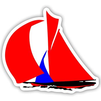Roter Segelboot Silhouette - Sticker Größe S (10 x 10 cm) - Mattweiß - Vorne