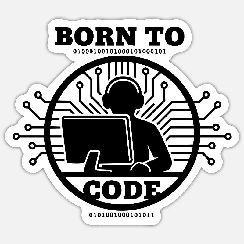 Coder Born to Code Programmer - Sticker size S (10 x 10 cm) - white matte