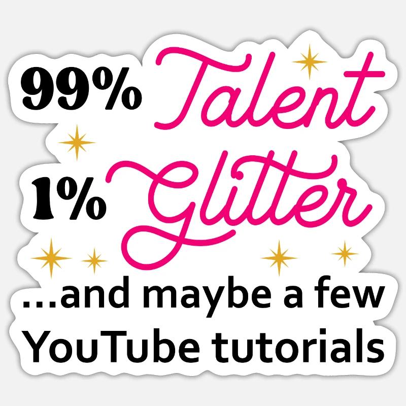 Talent Glitter Étoiles Script - Sticker taille S (10 x 10 cm) - blanc mat