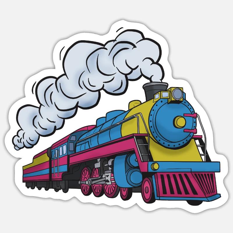 Dampflokomotive Farbexplosion - Sticker Größe S (10 x 10 cm) - Mattweiß