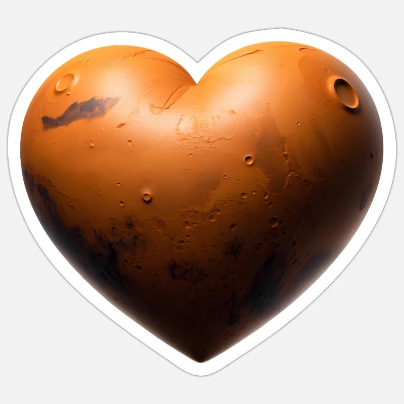 MARS LOVER - peace & love - Sticker taille S (10 x 10 cm) - blanc mat