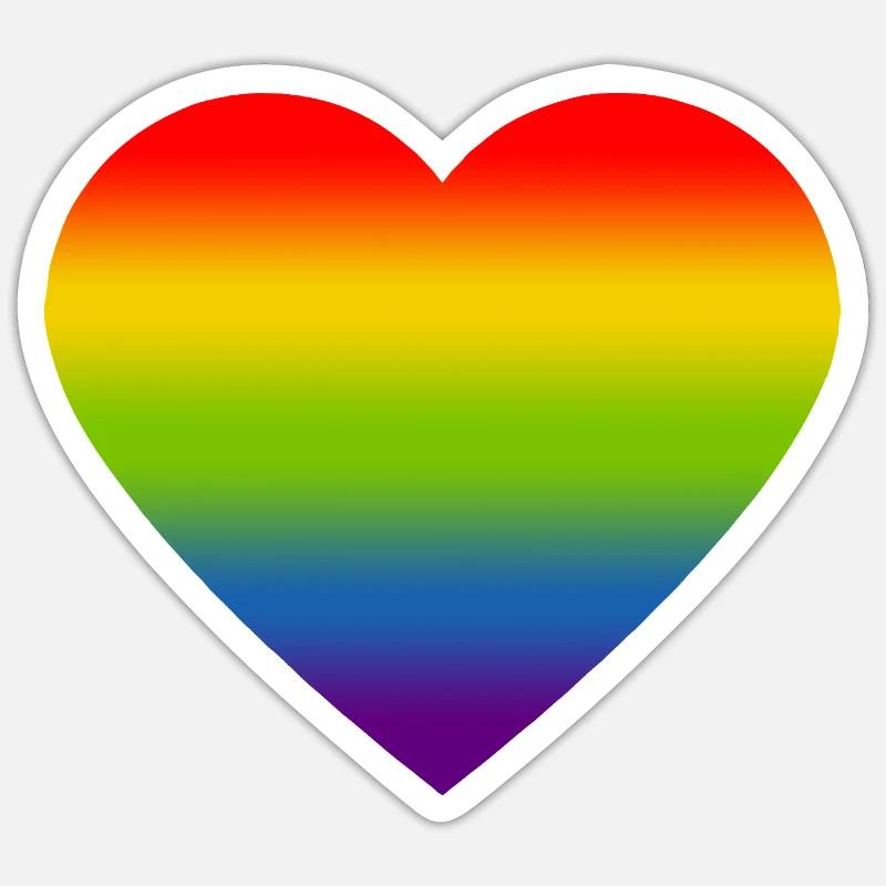 Rainbow_heart - Sticker taille S (10 x 10 cm) - blanc mat