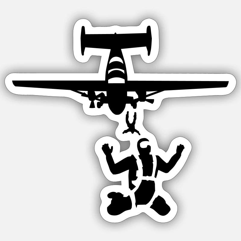 parachutisme - Sticker taille S (10 x 10 cm) - blanc mat