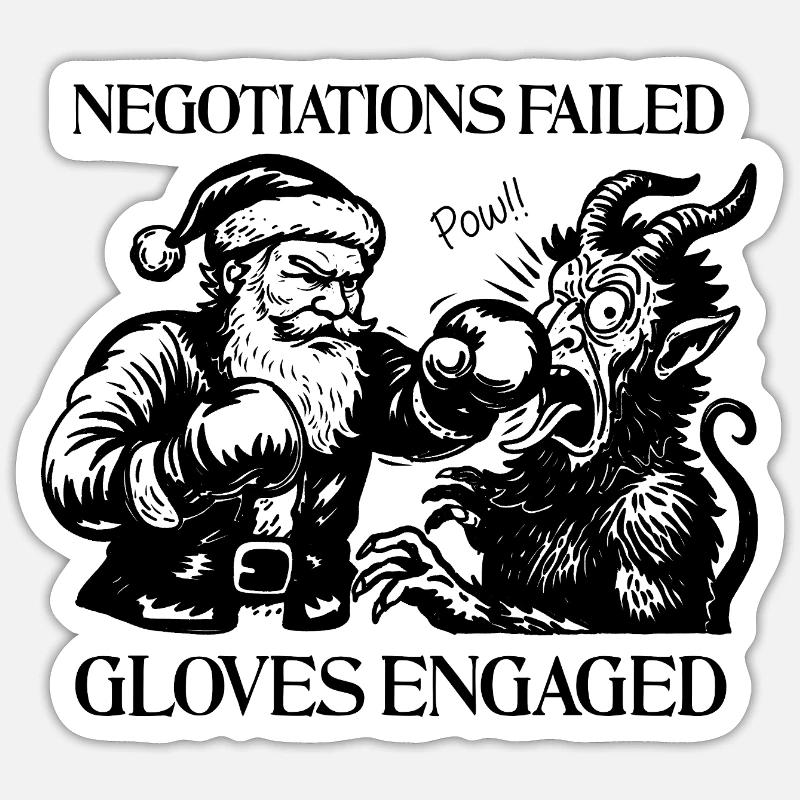 Negotiations Failed Gloves Engaged - Sticker size S (10 x 10 cm) - white matte