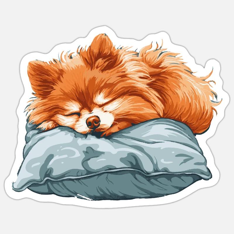 Sleeping Spitz on pillow - Sticker size S (10 x 10 cm) - white matte
