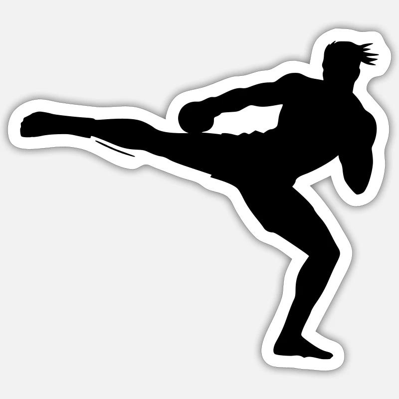 Kickboxer Silhouette  - Sticker Größe S (10 x 10 cm) - Mattweiß