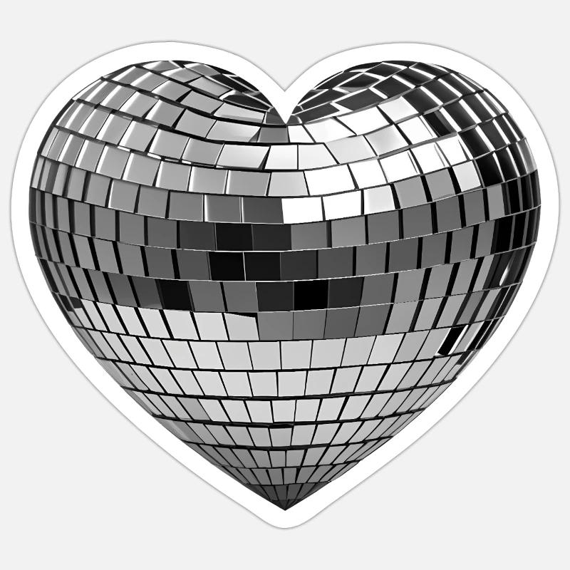 DISCOKUGEL LIEBE #1 – Frieden & Liebe - Sticker Größe S (10 x 10 cm) - Mattweiß