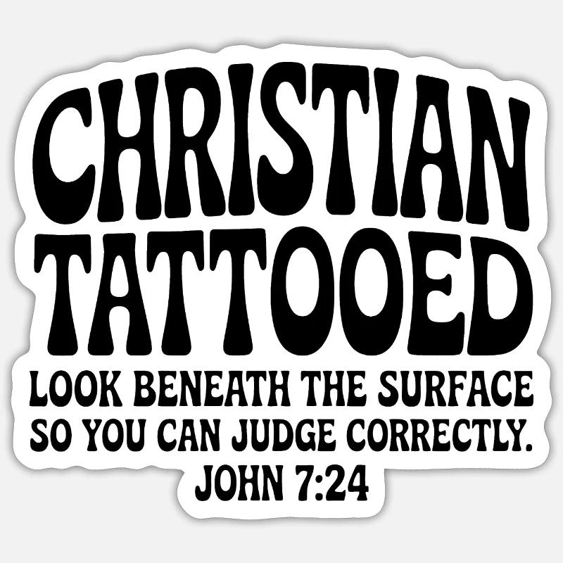 Christian Tattooed - Sticker taille S (10 x 10 cm) - blanc mat