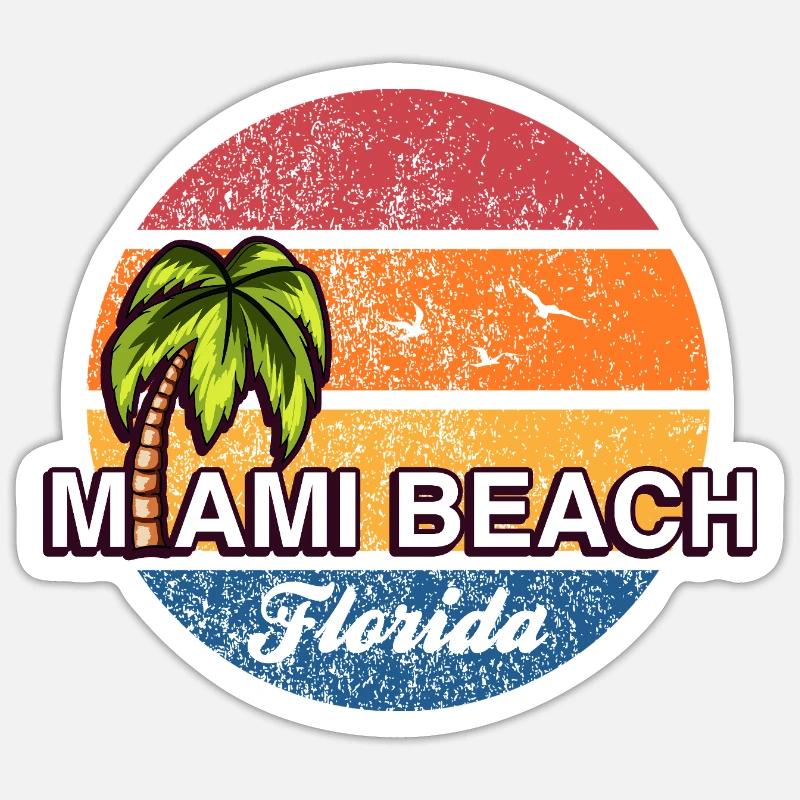 Miami Beach Florida Sunset - Sticker size S (10 x 10 cm) - white matte