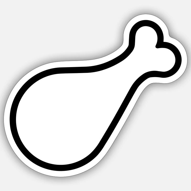 Hühnerschenkel - Sticker Größe S (10 x 10 cm) - Mattweiß