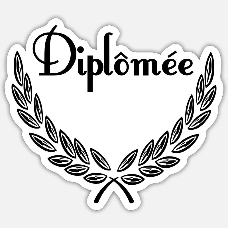 Diplômée – Couronne de Laurier - Sticker size S (10 x 10 cm) - white matte