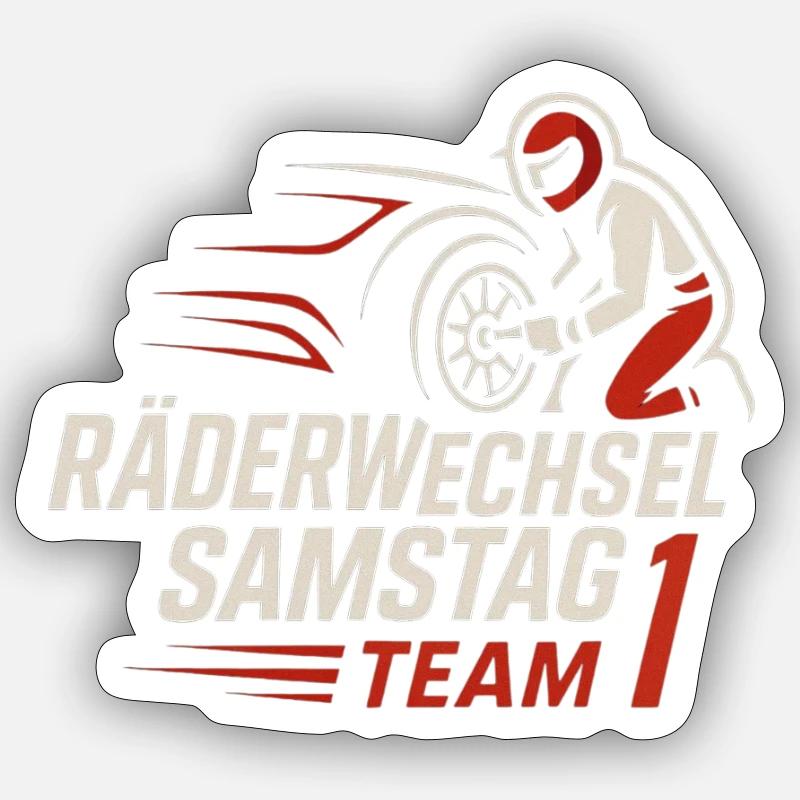 Räderwechsel Samstag Team 1 Sticker Größe S (10 x 10 cm)
