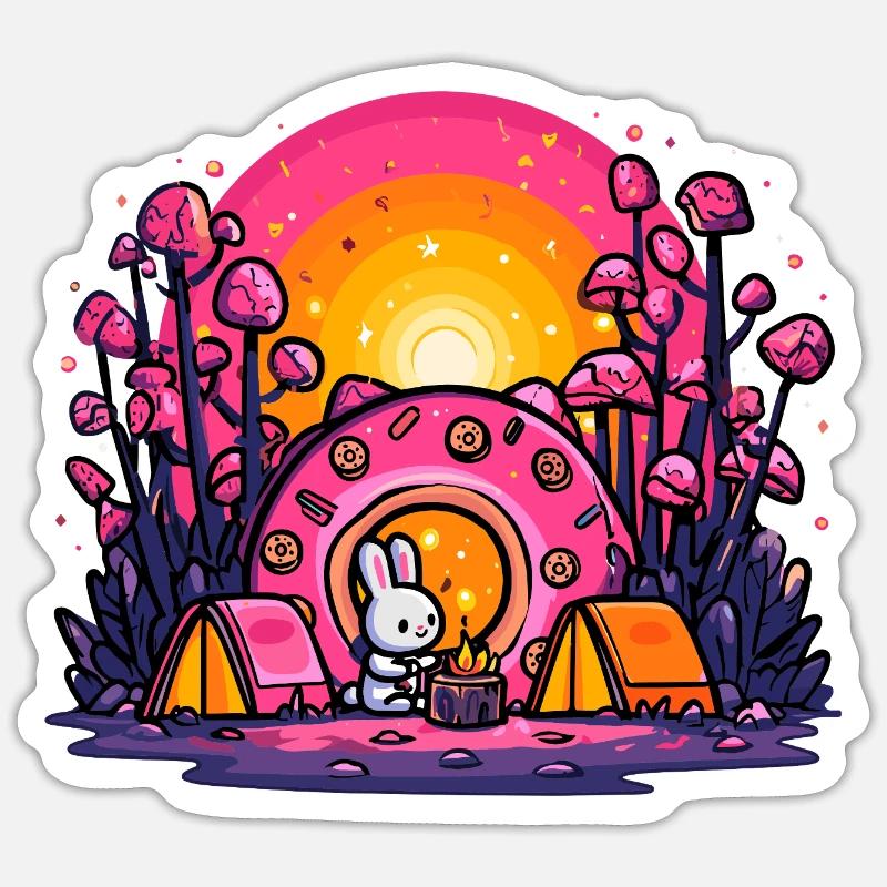 Rabbit Sunset Camp - Sticker size S (10 x 10 cm) - white matte